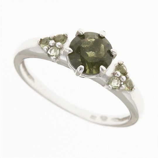 Stříbrný prsten s vltavíny