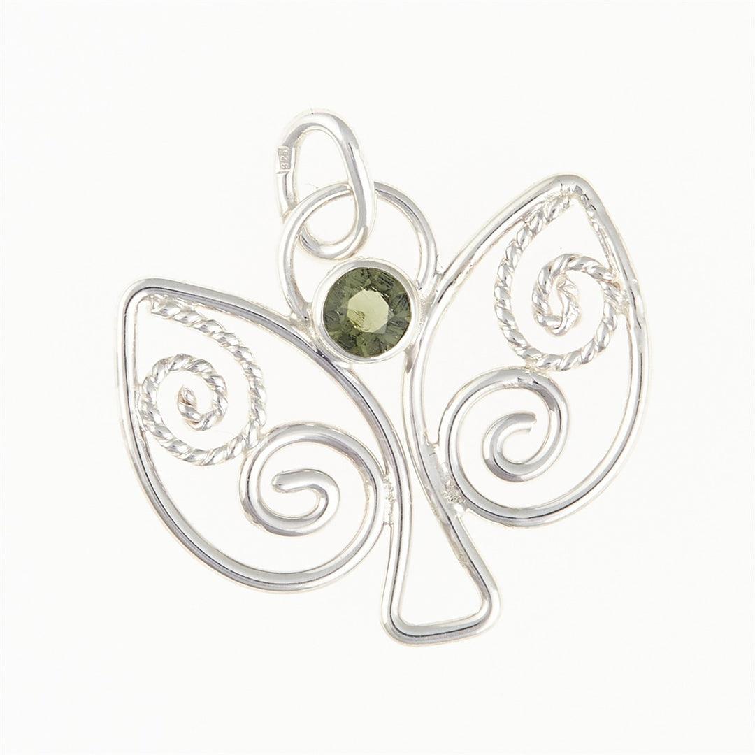 Stříbrný přívěsek s přírodním vltavínem - anděl