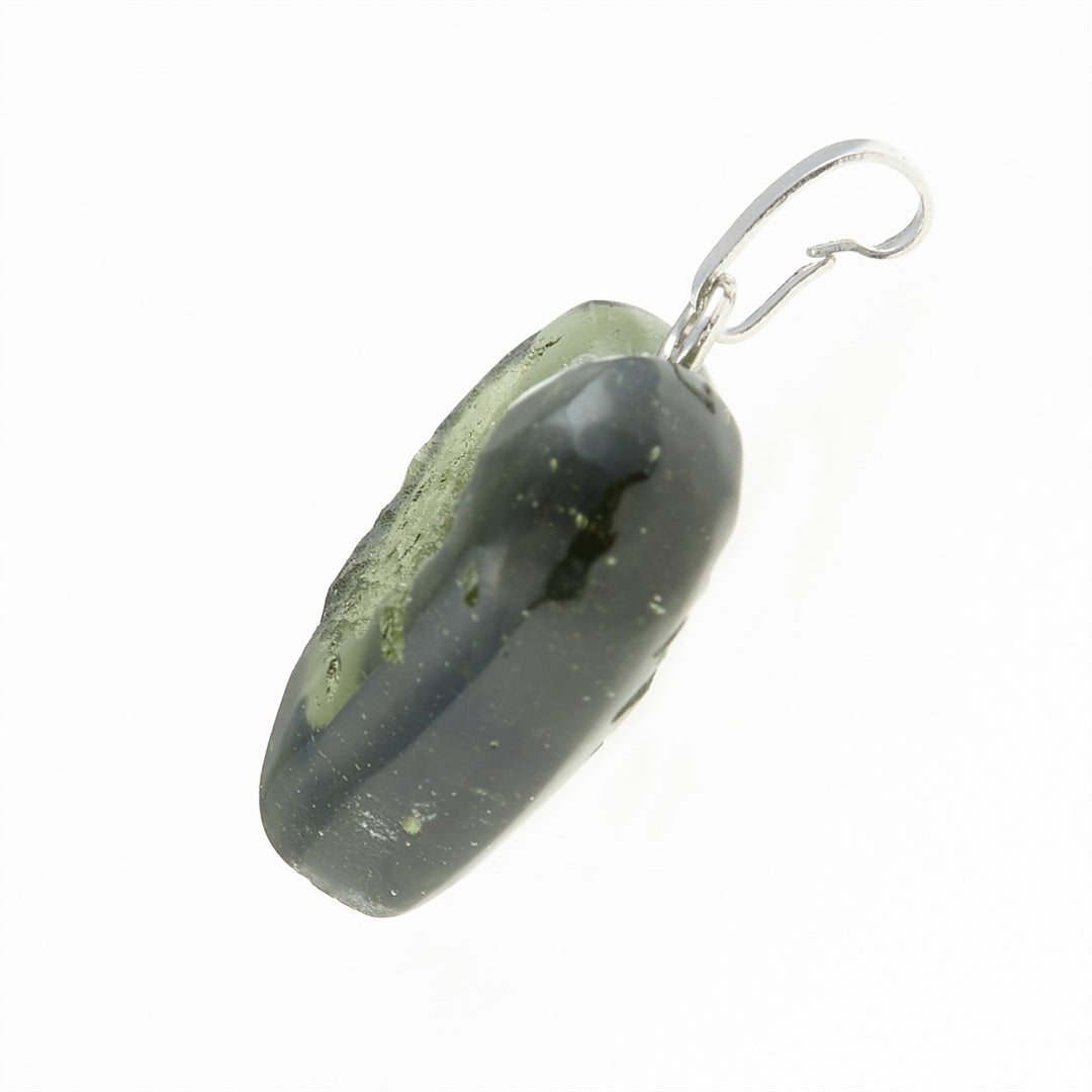 Stříbrný přívěsek s přírodním vltavínem - polobrus - srdce